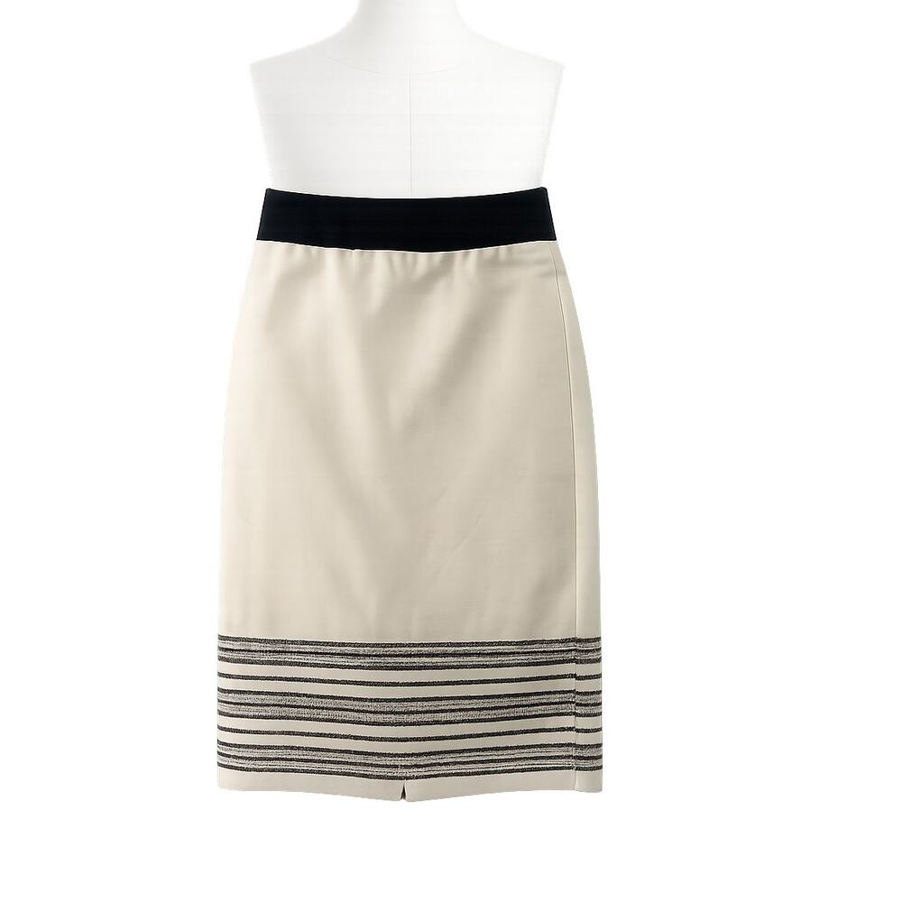 J.Crew Cream Pencil Skirt with Black Trim - Size 00